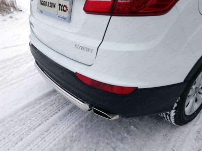 Защита заднего бампера овальная 75х42 мм ТСС для Chery Tiggo 5 2014-2021