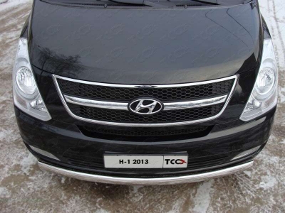 Защита передняя овальная 75х42 мм ТСС для Hyundai H-1 Starex 2007-2018 HYUNH113-01