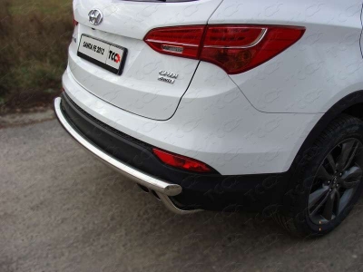 Защита заднего бампера центральная 60 мм ТСС для Hyundai Santa Fe 2012-2015