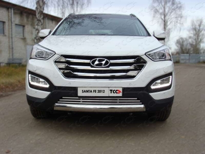 Накладка решётки радиатора 16 мм ТСС для Hyundai Santa Fe 2012-2015