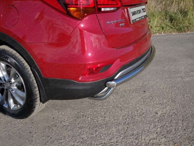 Защита заднего бампера 60-42 мм ТСС для Hyundai Santa Fe 2015-2018