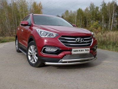 Накладка решётки радиатора 16 мм ТСС для Hyundai Santa Fe 2015-2018