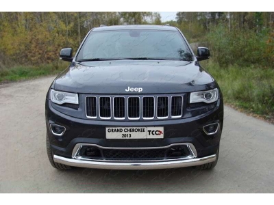 Защита передняя овальная длинная 75-42 мм ТСС для Jeep Grand Cherokee 2013-2021