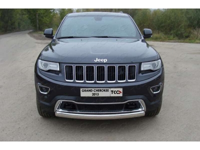 Защита передняя овальная короткая 75-42 мм ТСС для Jeep Grand Cherokee 2013-2021