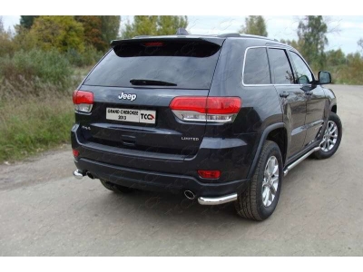 Защита заднего бампера уголки 60 мм ТСС для Jeep Grand Cherokee 2013-2021