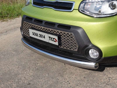 Защита переднего бампера овальная 75-42 мм ТСС для Kia Soul 2014-2016