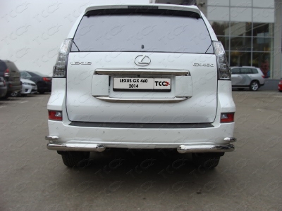 Защита задняя двойные уголки 76-42 мм ТСС для Lexus GX460 2014-2019