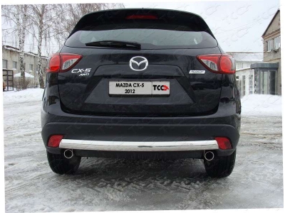 Защита заднего бампера овальная 75х42 мм ТСС для Mazda CX-5 2011-2015