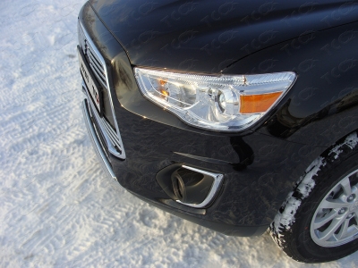Защита передняя овальная 75х42 мм ТСС для Mitsubishi ASX 2013-2016