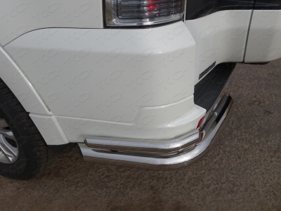 Защита задняя двойные уголки 76-42 мм ТСС для Mitsubishi Pajero 4 2014-2021