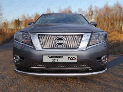 Защита переднего бампера 76 мм ТСС для Nissan Pathfinder 2014-2021