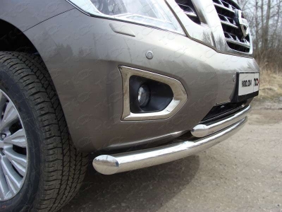 Защита передняя двойная 76-60 мм ТСС для Nissan Patrol 2014-2021