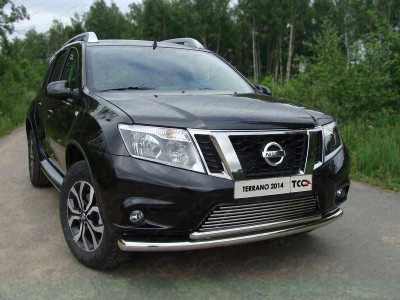 Защита передняя двойная 60/ 42 мм ТСС для Nissan Terrano 2014-2021