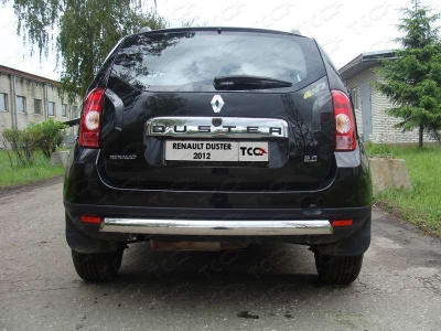 Защита заднего бампера овальная короткая 75х42 мм ТСС для Renault Duster 2011-2015