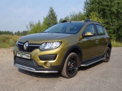 Накладка решётки радиатора нижняя 12 мм ТСС для Renault Sandero Stepway 2014-2018