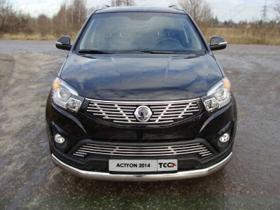 Защита передняя овальная 75х42 мм ТСС для SsangYong Actyon 2013-2021