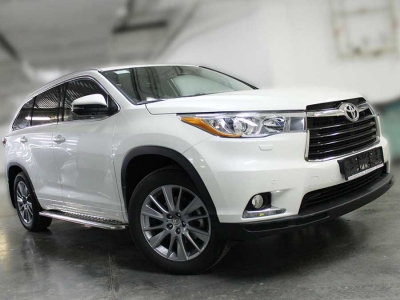 Пороги с листом d-43 для Toyota Highlander 2014-2016