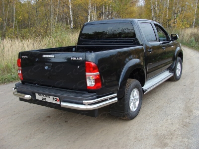 Защита задняя двойные уголки 76-42 мм ТСС для Toyota Hilux 2008-2015