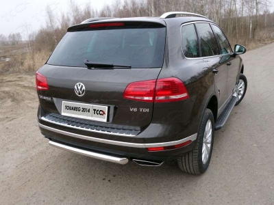 Защита заднего бампера 60 мм ТСС для Volkswagen Touareg 2014-2017