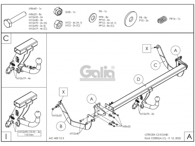 Фаркоп оцинкованный Galia шар A на универсал для Citroen C5 2008-2017