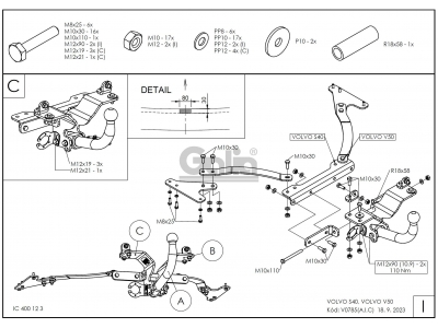 Фаркоп оцинкованный Galia шар A для Volvo S40/V50 2003-2012
