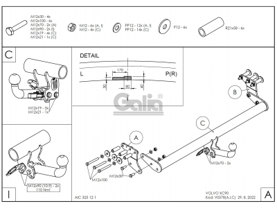 Фаркоп оцинкованный Galia шар A для Volvo XC90 2006-2014