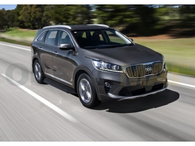 Пороги алюминиевые Rival Black для Kia Sorento Prime 2018-2021