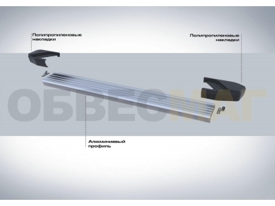 Пороги алюминиевые Rival Silver New для Нива ВАЗ 2131 1993-2021