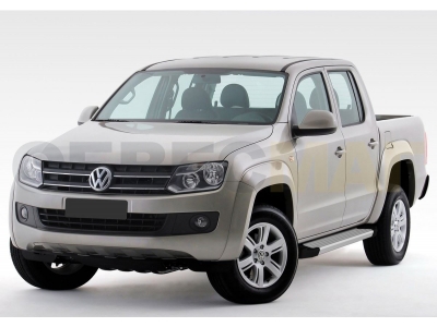 Пороги алюминиевые Rival Silver New для Volkswagen Amarok 2010-2016