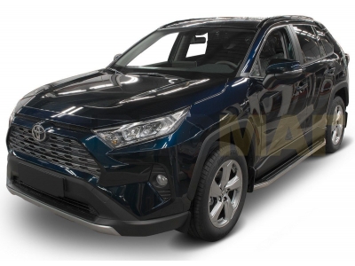 Пороги алюминиевые Rival Premium для Toyota RAV4 2019-2021