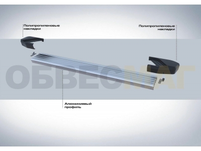Пороги алюминиевые Rival Silver для Kia Sorento 2020-2021