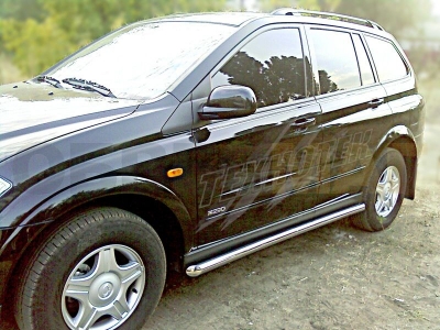 Пороги труба 60 мм радиусные Технотек для Ssang Yong Kyron 2007-2015