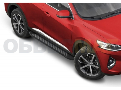 Пороги алюминиевые Rival Black для Haval F7/F7x 2019-2021