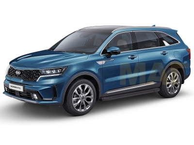 Пороги алюминиевые Rival Black для Kia Sorento 2020-2021