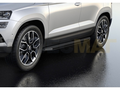 Пороги алюминиевые Rival Premium для Skoda Karoq 2020-2021
