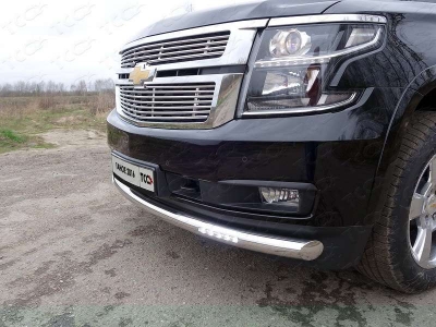 Защита переднего бампера с ДХО 76 мм ТСС для Chevrolet Tahoe 2016-2021