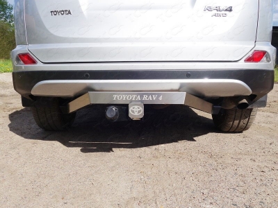 Фаркоп ТСС надпись Toyota RAV4, шар E нержавеющий для Toyota RAV4 2015-2019