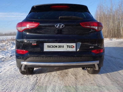 Защита заднего бампера двойная 60-42 мм ТСС для Hyundai Tucson 2015-2018