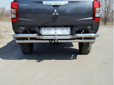 Защита задняя уголки 76 мм ТСС для Mitsubishi L200 2019-2021