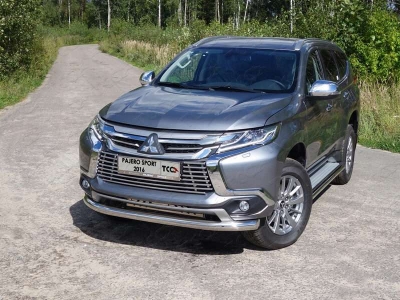 Накладка решётки радиатора 16 мм ТСС для Mitsubishi Pajero Sport 2016-2020