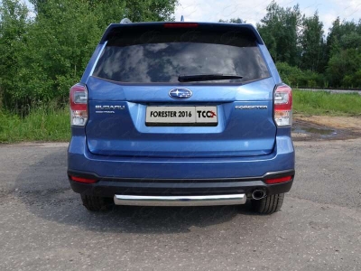 Защита заднего бампера овальная 75х42 мм ТСС для Subaru Forester 2016-2018