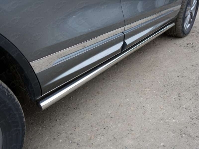 Пороги труба 60 мм ТСС для Volkswagen Touareg R-Line 2014-2017