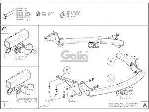 ТСУ Фаркоп оцинкованный Galia шар A для Jeep Cherokee/Dodge Nitro № J009A
