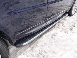 Пороги алюминиевые ТСС с накладкой для Range Rover Sport № LRRRSP15-07AL