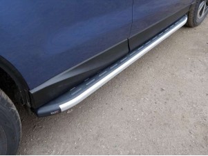 Пороги алюминиевые ТСС с накладкой для Subaru Forester № SUBFOR16-06AL