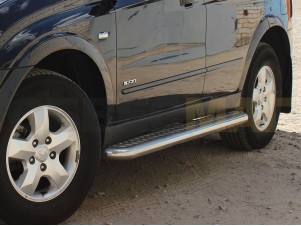 Пороги с площадкой алюминиевый лист 60 мм для Kia Sportage № KSP 4