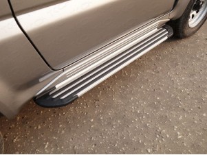 Пороги алюминиевые Slim Line Silver для Suzuki Jimny № SUZJIM-12S