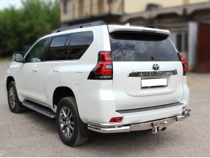 Защита заднего бампера "уголки" d-76+43 (под фаркоп BOZAL и LEADER) для Toyota Land Cruiser Prado 150 2017-2020 LCPR17_3.1.1