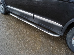 Пороги овальные гнутые с накладкой 75х42 мм для Haval M6 1.5 2021 – н.в. HAVM623-06