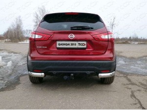 Защита задняя уголки овальные под фаркоп 75х42 мм для Nissan Qashqai (СПБ) № NISQASHSPB15-33